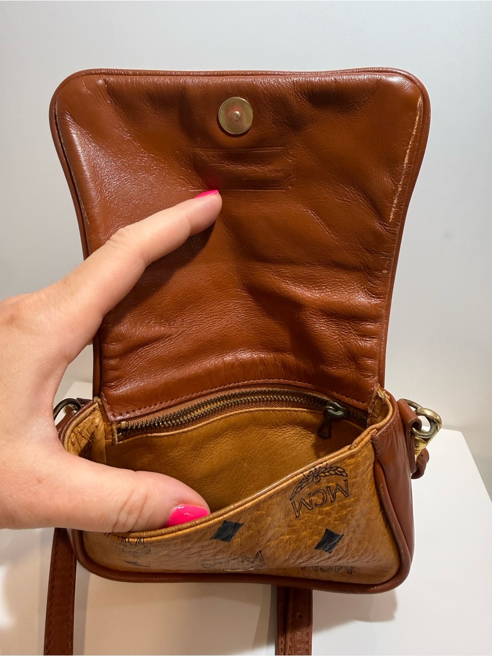 MCM Cognac Visetos Mini Crossbody Bag - Picture 6 of 7